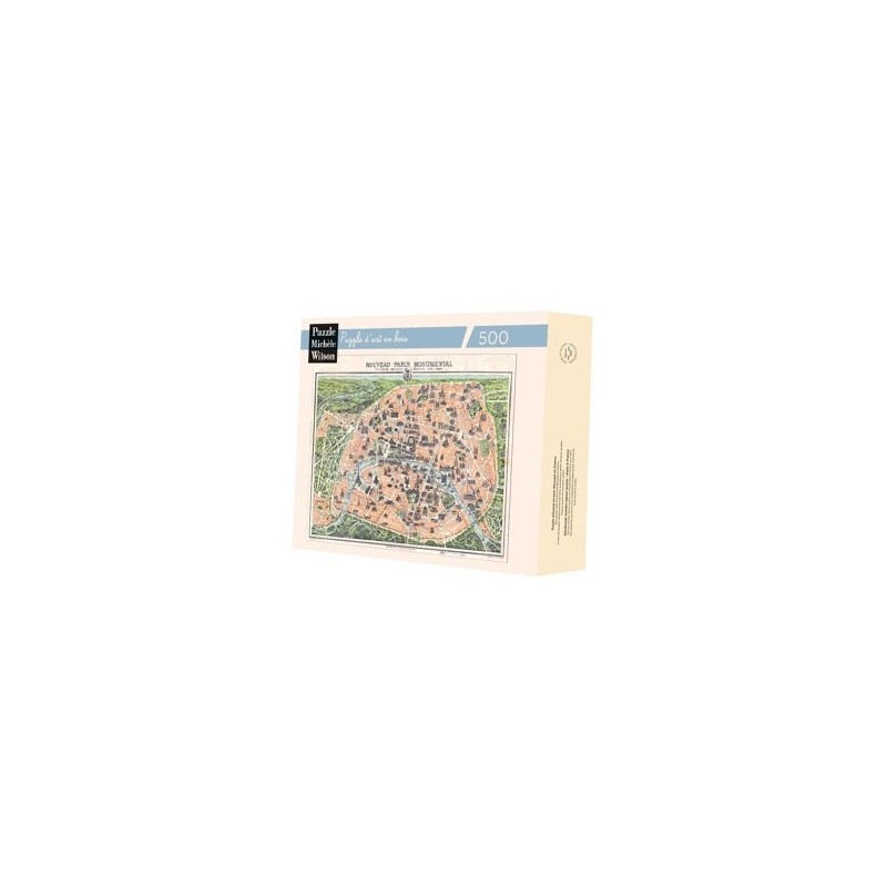 Puzzle 500 pièces - Puzzle en bois découpé à la main - Plan Nouveau Paris monumental