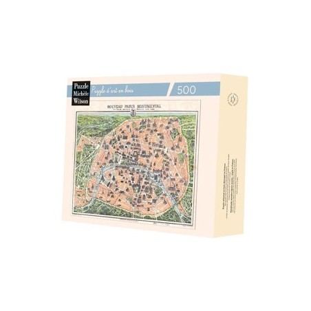 Puzzle 500 pièces - Puzzle en bois découpé à la main - Plan Nouveau Paris monumental